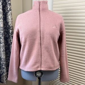 adidas Women's Jacket Size XL Sherpa Fleece Full Zip Brown/Pink